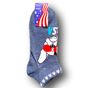 3/$15 Patriotic USA Bulldog Funny Novelty Ankle Socks - Brand New